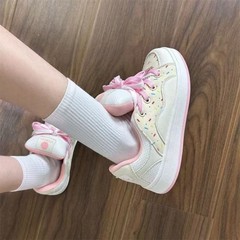 甜心粉学生原创拼色小众面包鞋女2025年夏季新款百搭休闲运动板鞋