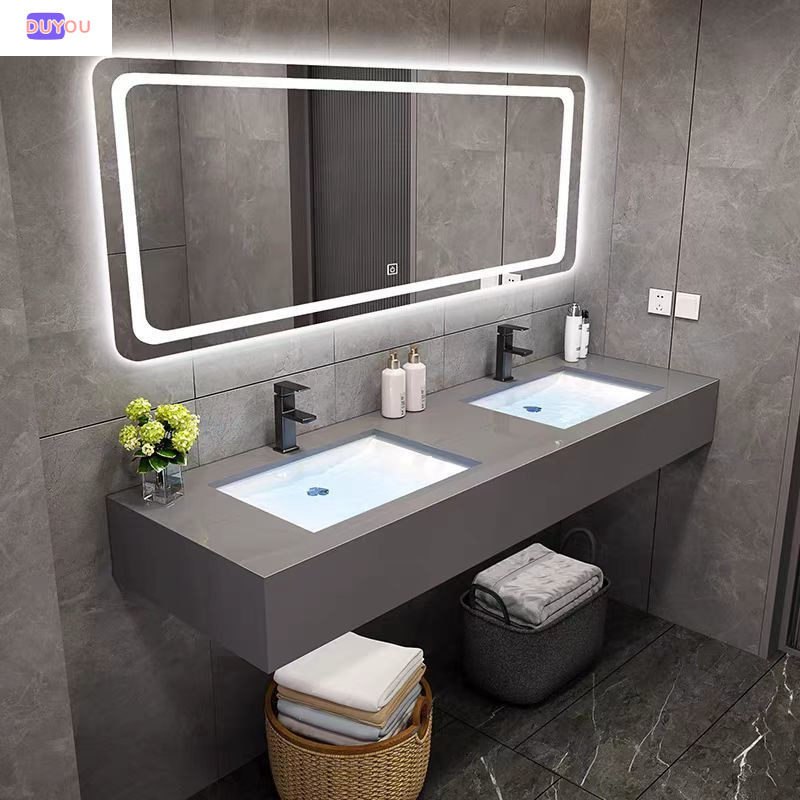 Marble Washbasin Integrated Simple Double-Slot Under-Counter Basin Bathroom Washbasin Modern Simple Marble Countertop