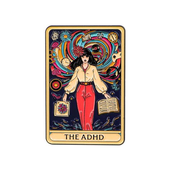 ADHD Brooch Cartoon Metal Badge Creative English Letter Jewelry Medal Clothing Brooch English Accessories