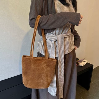 简约磨砂牛皮托特包女时尚百搭单肩hobo包慵懒松弛感手提包斜挎包