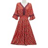 Summer ethnic dress, megaphone, brace, ethnic style, V-neckline, with sleeve