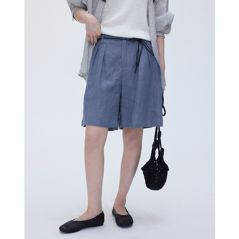 EVERTRUE Linen Shorts Women's 2025 Summer New Korean Style Loose Breathable Straight Hot Pants 63932