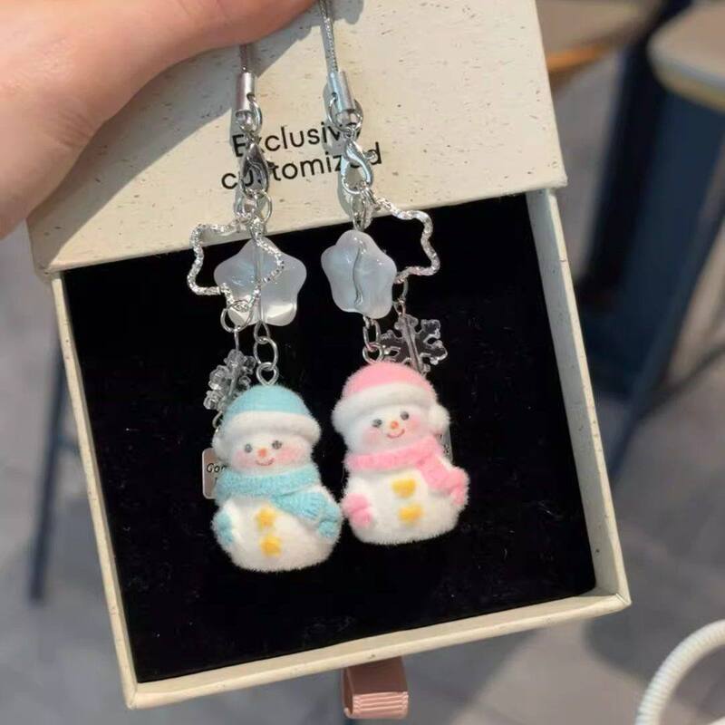 【Newcomer Discount】Cute Flocked Star Snowman Pendant Christmas Snowflake Best Friend Ornament Gift Cartoon Bag Decoration