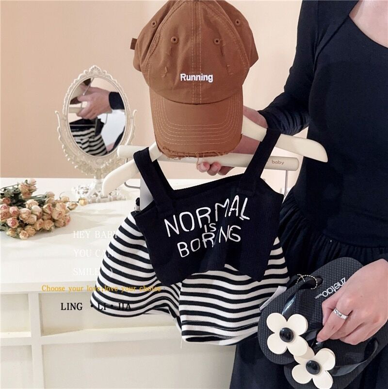 Girls' Korean-style American-style Slim-fit Sling Top 2023 Summer Women's Treasure Spice Girls Short Navel-exposed Internet-famous Children's Wear Western Style