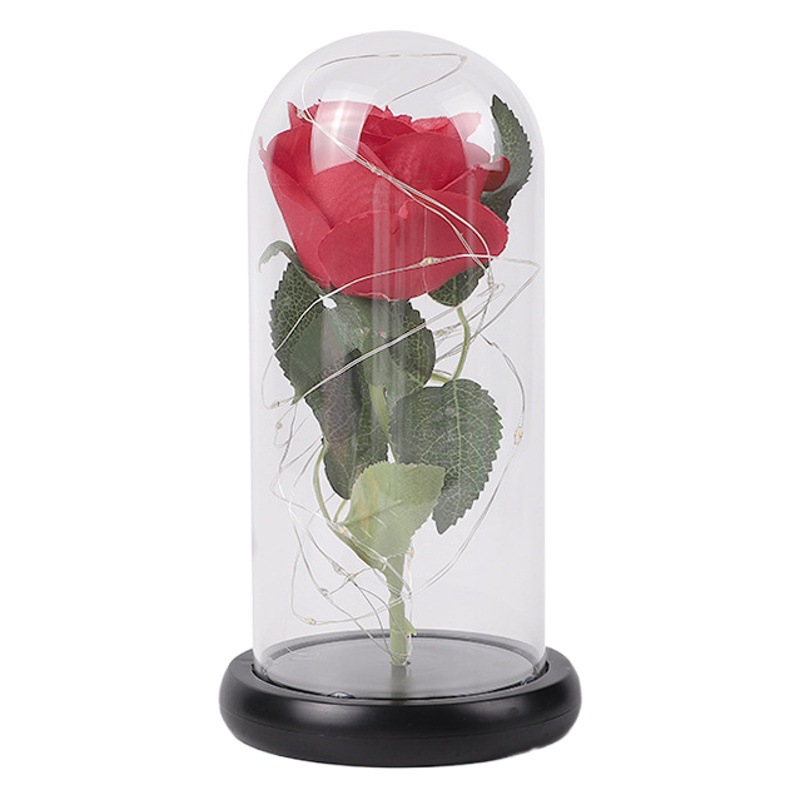 Cubierta de cristal Eternal Rose Decoración Luz LED flor artificial creativo regalo del Día San Valentín en stock al por mayor