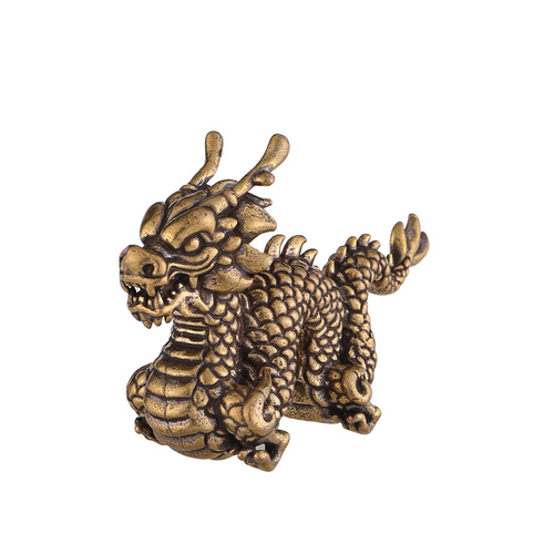 Solid brass zodiac dragon small copper ornaments Chinese dragon copper ornaments dragon pattern writing pressure ruler study crafts