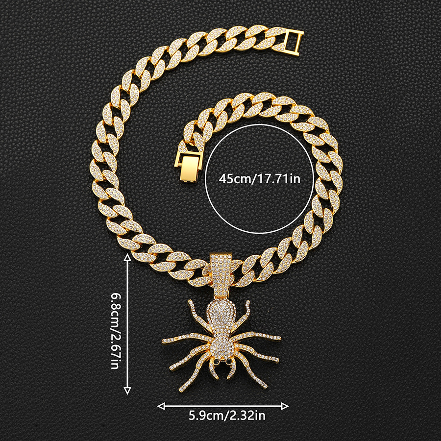 Collier pendentif araignée diamant style punk rock insecte_voghion.com