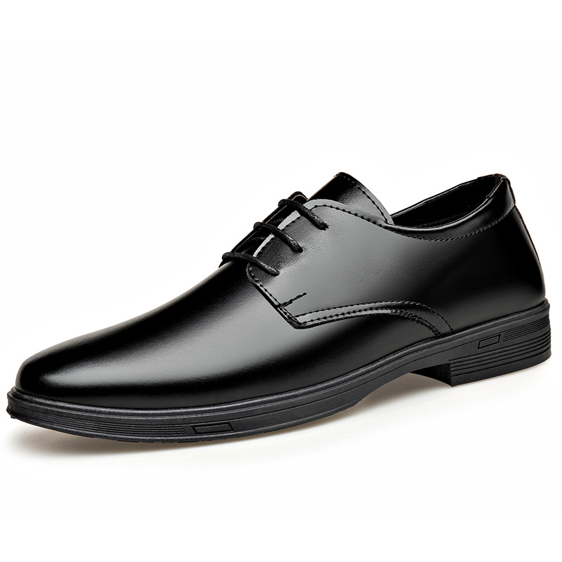 Zapatos de cuero de negocios para hombre, ropa formal para hombre, plataforma juvenil, tacón bajo, supermercado casual, moda coreana, zapatos de hombre de estilo británico