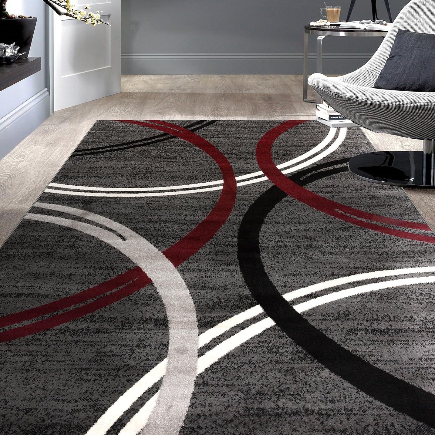 Amazon Modern Wave Circle Design Area imitación cachemira hogar sala de estar dormitorio alfombra grande mesa de centro sofá alfombra