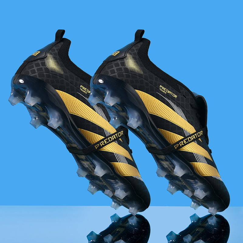 Tenis de Fútbol de Corte Bajo de PU y Caucho Ligeros para Césped Natural y Artificial