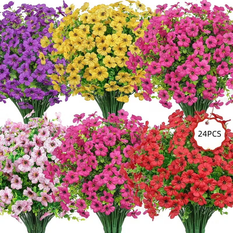Amazon's Best-Selling 7-Pronged Eucalyptus Violet Artificial Artificial Fake Flower Silk Flower Dining Table Courtyard Decorative Flower in Stock