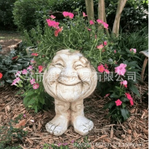 Muggly's The Face Statue Planter Funny Muggle Face Sculpture Funny Expression Flower Pot