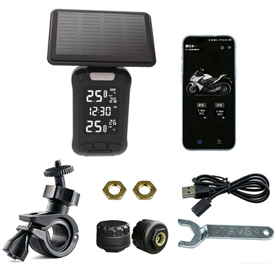 Tire Pressure Detector Tpms – Tire pressure monitoring system - solar-model-black-and-white-screen-didi-alarm-mobile-phone-viewing