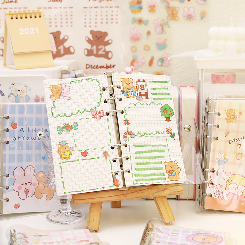 Pvc手帳卸売り森木かわいいノート少女取り外し可能なバインダー横線メッシュ内ページ日記本|undefined