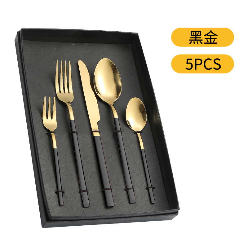 Amazon suministro de vajilla de acero inoxidable 4/5 piezas traje Caballero cuatro piezas principales transfronterizas caja de regalo cuchillo, tenedor y cuchara traje