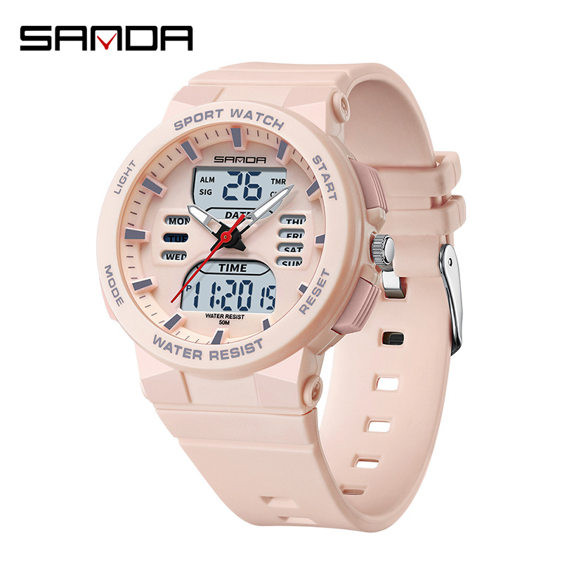 Reloj deportivo de pareja sanda Sanda doble pantalla reloj electrónico multifuncional nocturna impermeable reloj electrónico 6185