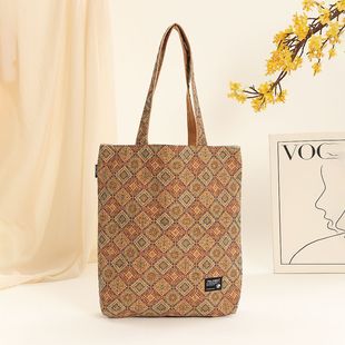 Popular environmentally friendly cork shoulder tote bag bohemian style commuter bag canvas bag