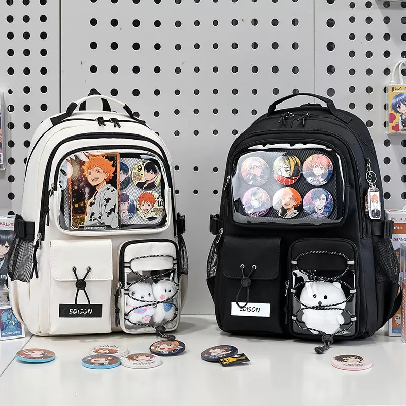 Edison爱迪生中学生书包护脊减负高中生二次元潮流百搭双肩包痛包