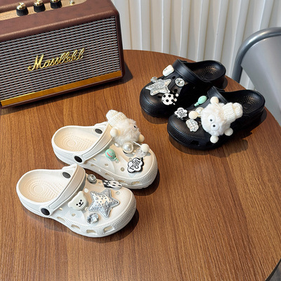 Милые босоножки, модные нескользящие тапочки в стиле Crocs, мюли, лето 2025 года, подходят для носки на улице