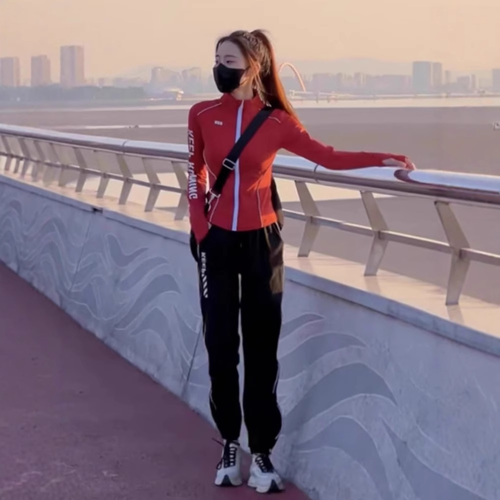 Travel sports suit for leisure, quick dry jacket for gym, trousers, for running 2
