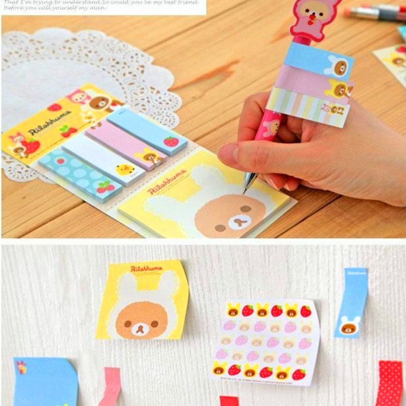 Corea del Sur papelería fresca y Linda historieta fácil oso cuaderno. Nota adhesiva nota papel desgarrable combinación N veces pegatinas