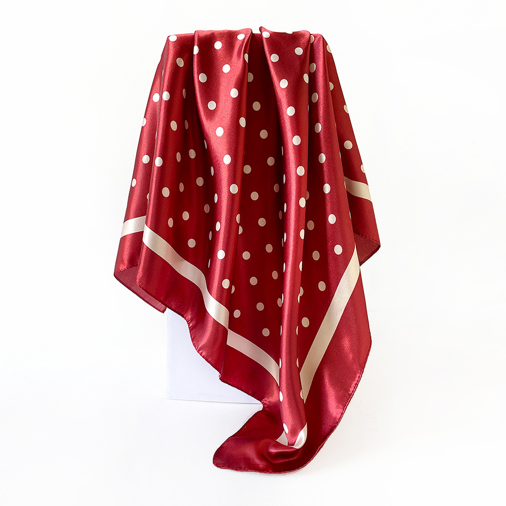 Women's Polka Dot Satin Square Headscarf Silk Feel Hijab Turban_voghion.com