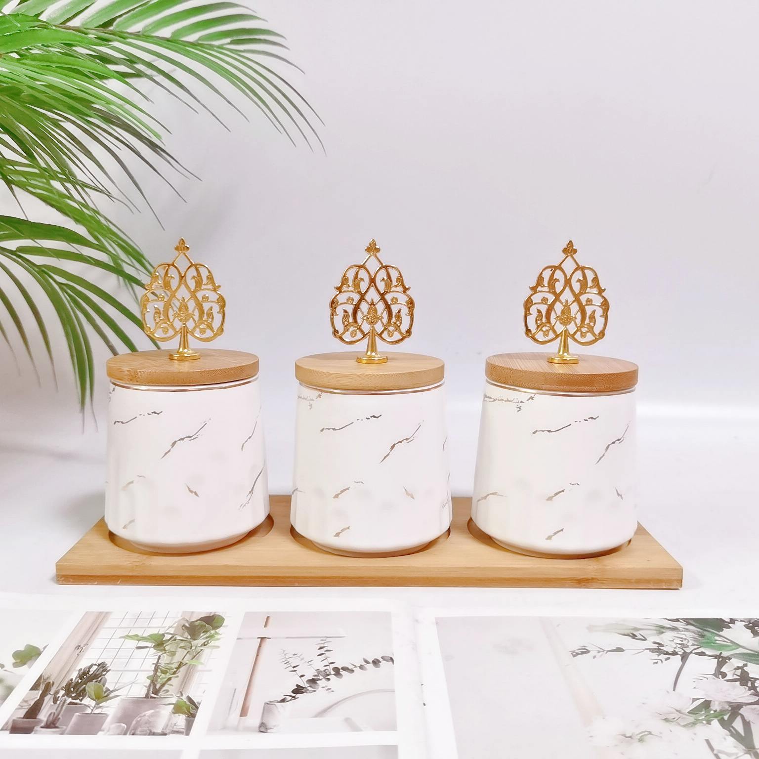 Tarro sellado de cerámica frasco de almacenamiento de exportación transfronteriza tapa de madera Tarro de almacenamiento de té condimento de cocina tarro de café tarro traje