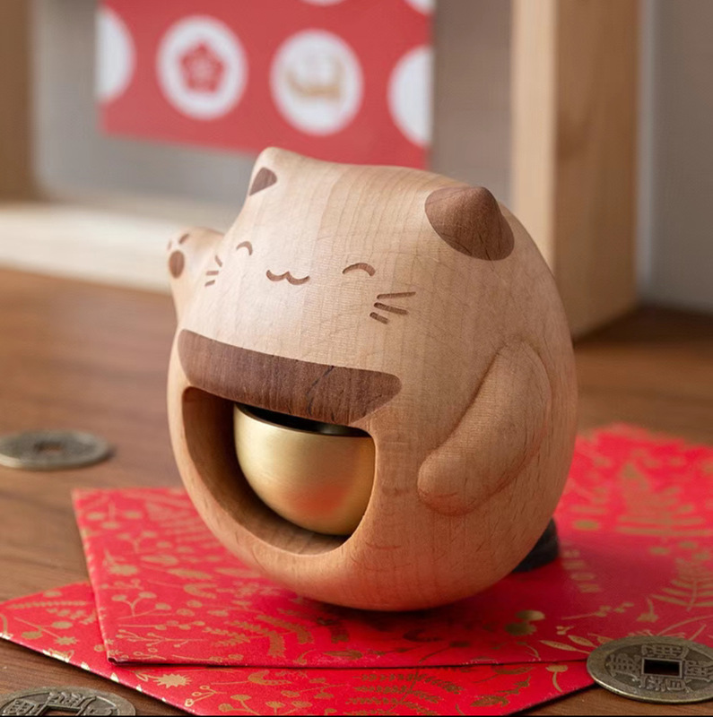 木製漫画招き猫ドアベル磁気ドアベルドーパミン新築祝いギフト風鈴冷蔵庫マグネット|undefined