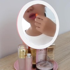 帶燈台式網紅女補光小鏡子ins風宿舍桌面 便攜小 型梳妝led化妝鏡