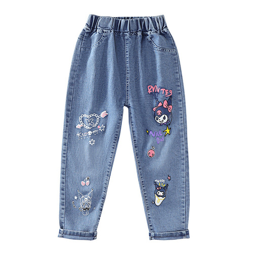 Girls 'jeans for spring and autumn 2026 new style 3 girls, 6 middle children, 8 straight legs, 9 spring clothes, 12-year-old children's father pants