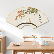 批发新中式暖居餐厅装饰画现代简约扇形饭桌墙面壁画饭厅客厅茶室