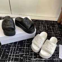 2025新款高品质凯旋门小羊皮松糕厚底拖鞋一脚蹬外穿度假休闲凉拖