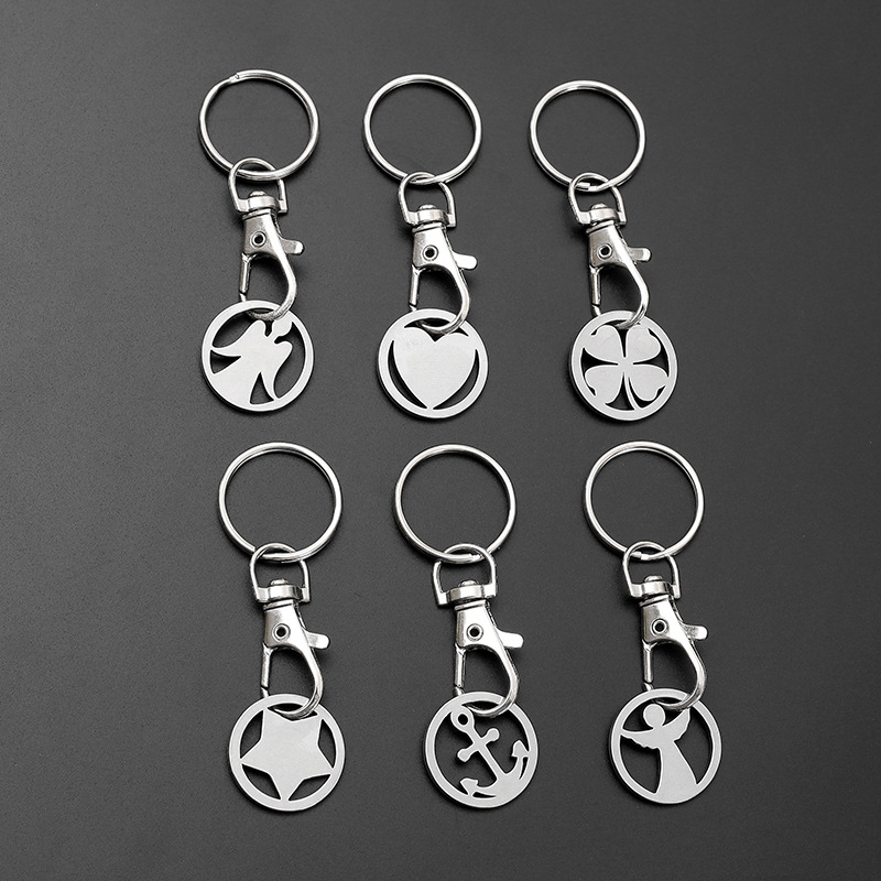 Cross-Border European and American Supermarket Handcart Decision-Making Coin Keychain Logo Metal Lobster Clasp Token Keychain