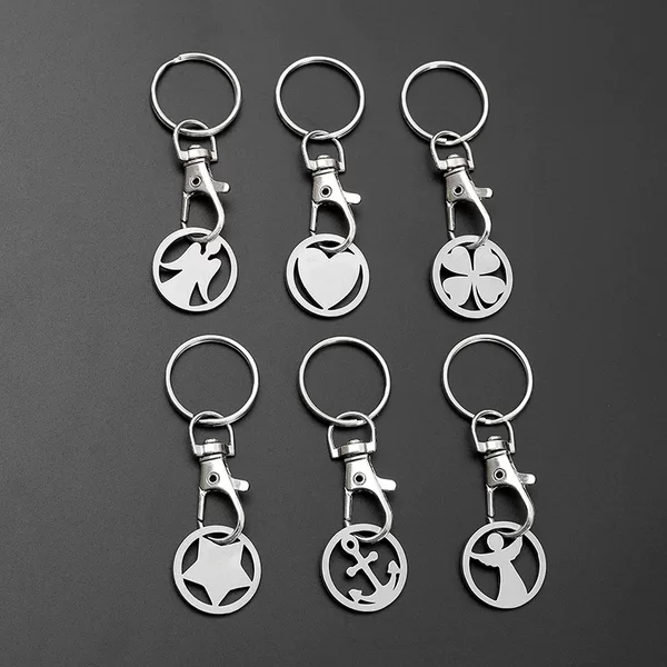 Cross-Border European and American Supermarket Handcart Decision-Making Coin Keychain Logo Metal Lobster Clasp Token Keychain