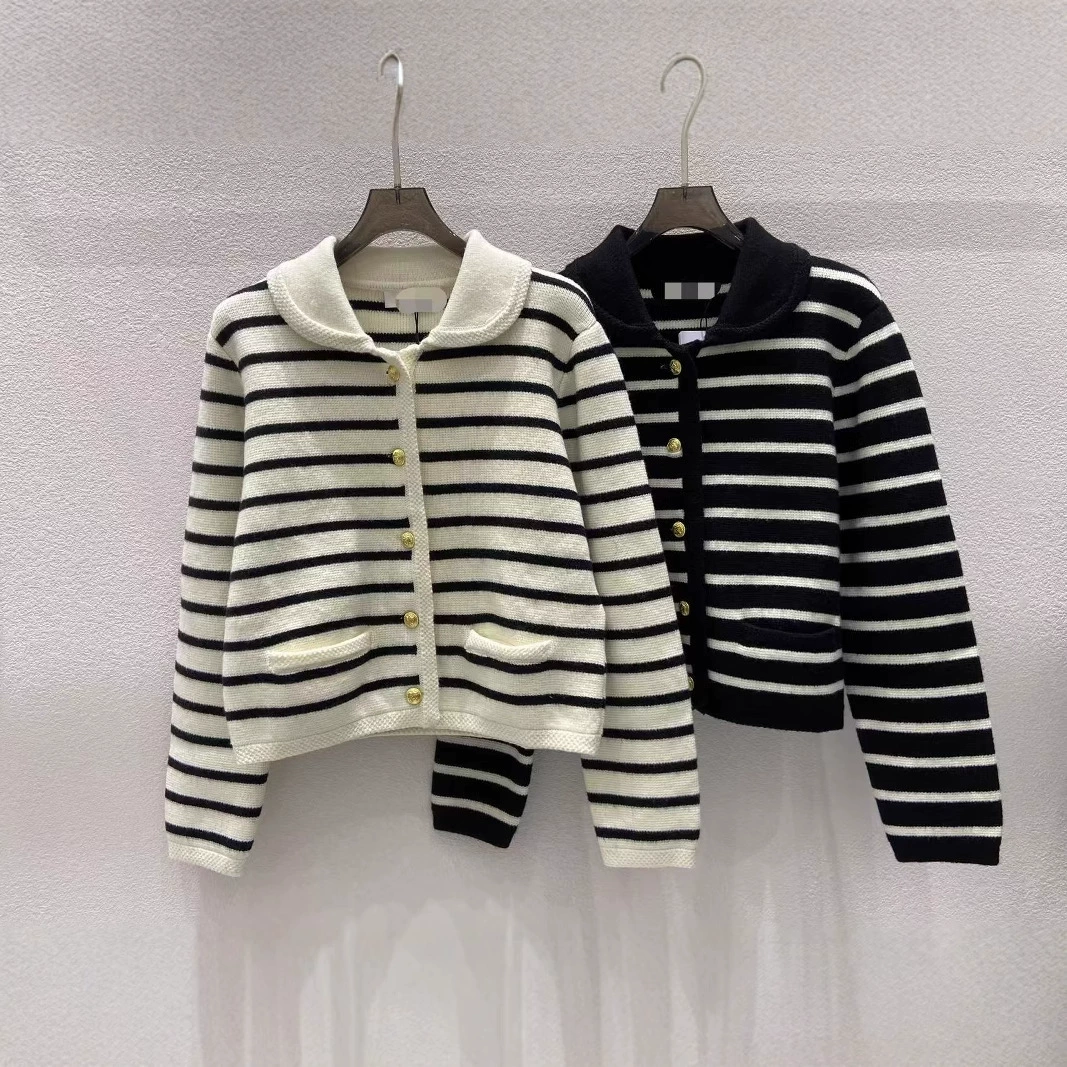 Женский короткий вязаный кардиган с контрастной полоской, мягкий, вощеный, осенне-зимний, 2025 года, уменьшающий возраст.