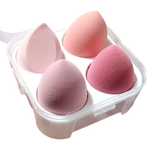 High-quality beauty egg 4-pack four-compartment set powder puff gourd water drop oblique cut makeup beauty tool one piece drop shipping