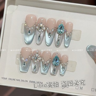 【Karakul Lake】Purely Handmade High-End Cat's Eye Handmade Wearable Nails Elegant Manicure Versatile Fairy Style