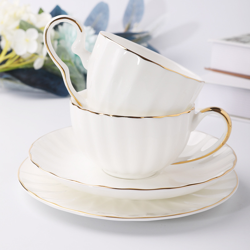 Tangshan hueso China taza simple creativo taza de café platillo con incrustaciones de oro taza de té regalo traje 1ogo recuerdo