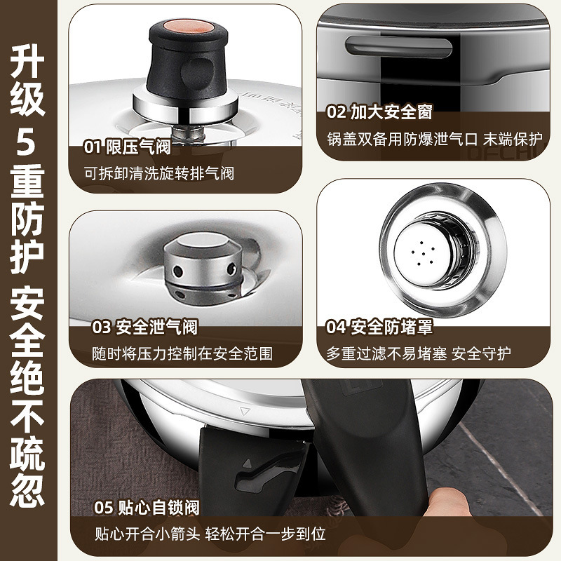304 ステンレス鋼圧力鍋家庭用極厚安全防爆圧力鍋電磁調理器ガスストーブユニバーサル 20/24 センチメートル|undefined
