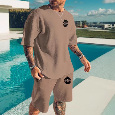 2023 European and American Oversized Men's Fashion Casual Men's Shorts Summer 3D Digital Printed T-shirt Top suit