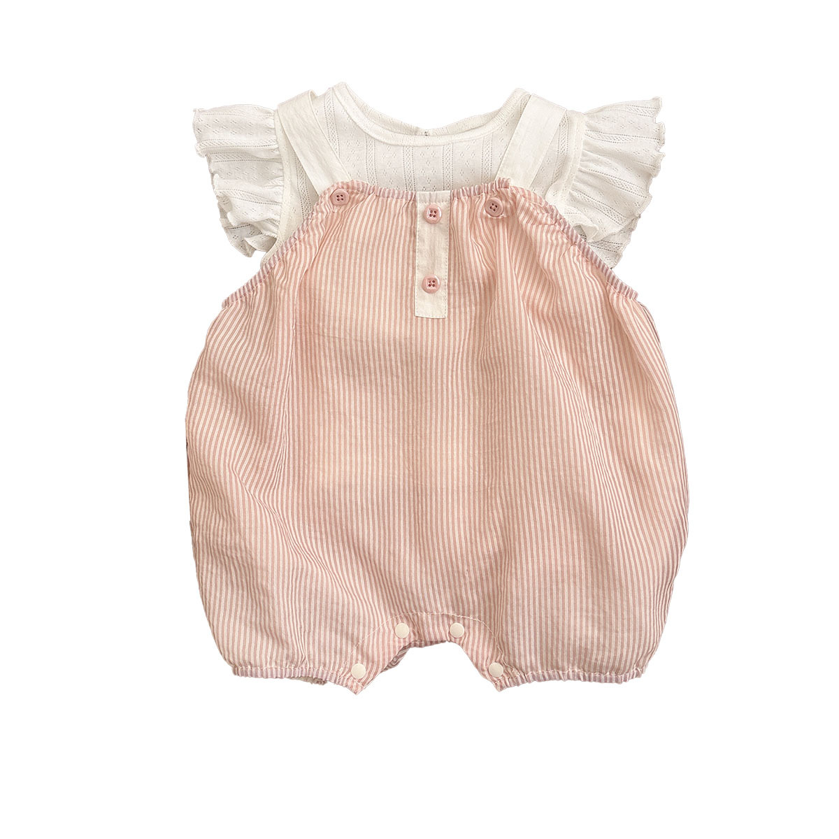 Traje de bebé ins Camiseta de manga corta de verano Monos a rayas Traje de escalada de dos piezas 2025 Ropa de exterior para niños coreanos