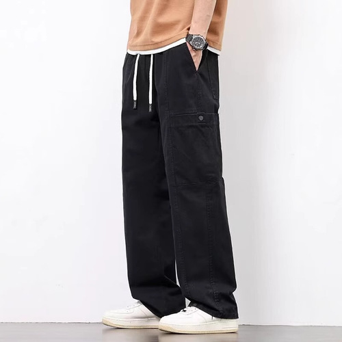 American Wide-Leg Work Pants Retro Casual Men Spring and Autumn Loose Streetwear Brand Street Wash Straight Leg Pants Long Pants