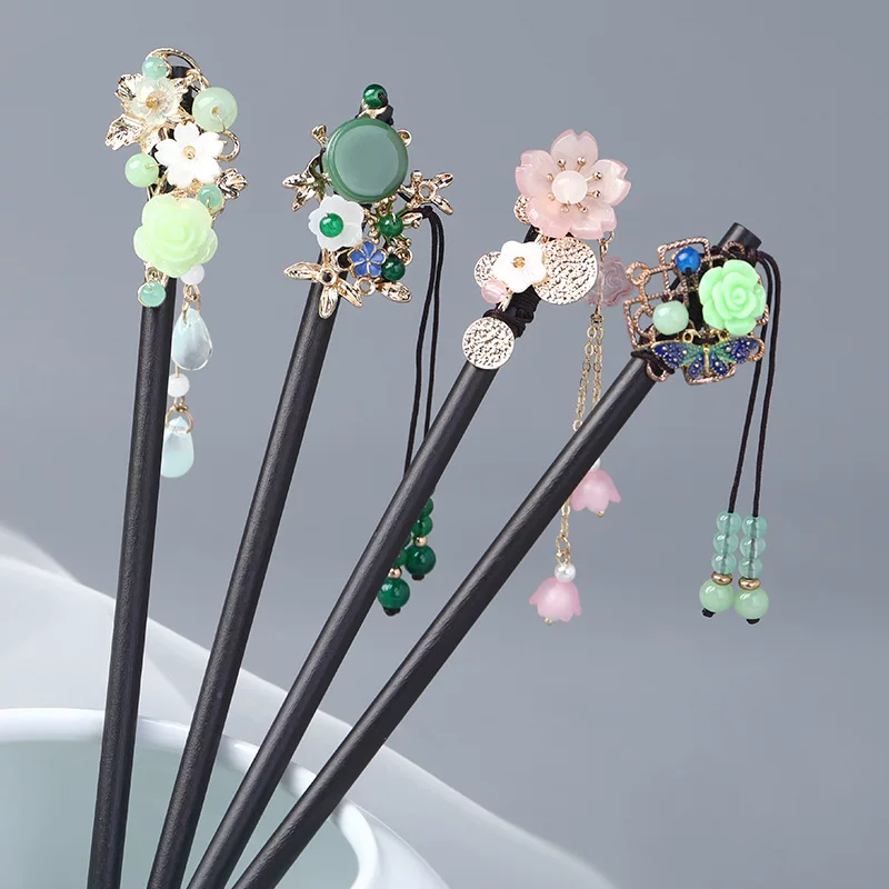 Китайская заколка для волос с tassels, аксессуар для волос, зажим для волос, деревянная Ханьфу, чонсам, китайский стиль, стиль высокого качества