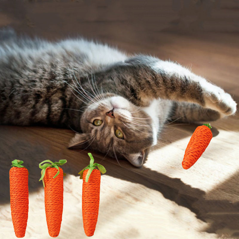 ニンジンの猫のおもちゃの麻縄は自分でこんにちはします。|undefined