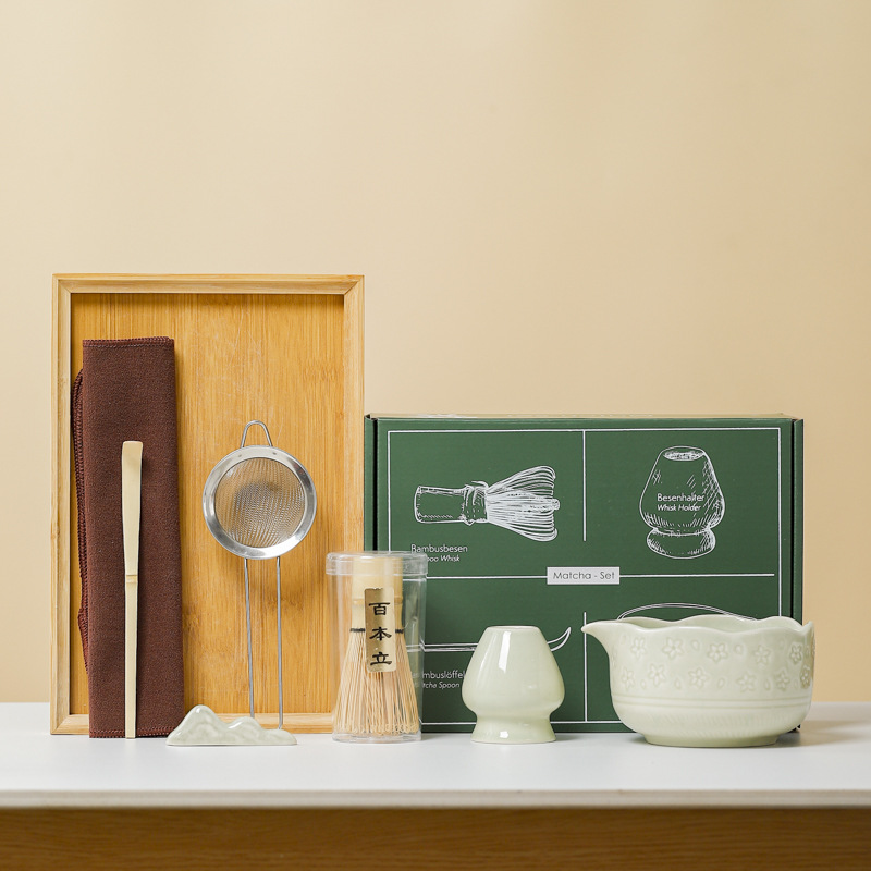 (Cross-border trading), green matcha, ceramic tea cup, tools set, 7 pieces