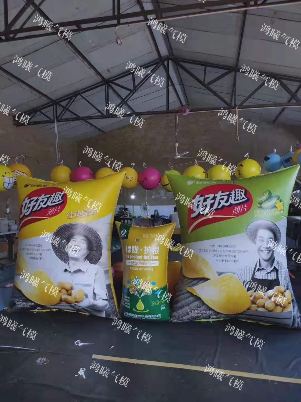 充气薯片袋子 广告PVC气模食品闭气发光卡通仿真化肥袋子闭气模型