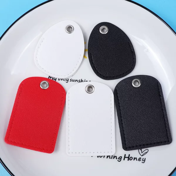 Leather Rectangular Drop-Shaped Key Chain Access Card Cover Residential Area Access Card Protective Cover Square Elevator Card Cover