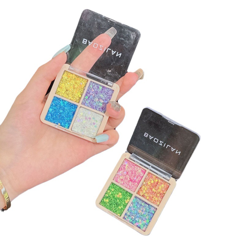 Baozilan Four-Color Glitter Eyeshadow Gel Party Stage Makeup Bling Shiny Eyeshadow Palette Cross-Border