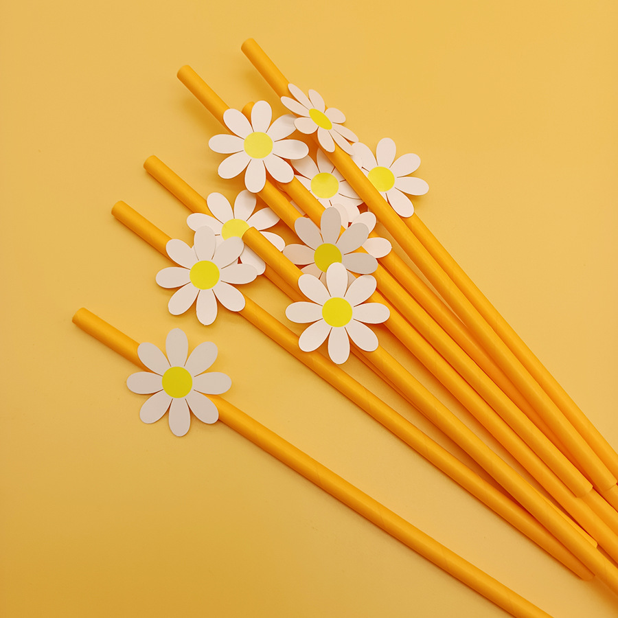 Fábrica en stock al por mayor partido creativo paja decoración serie con tarjeta pequeña flor Margarita papel paja creativa