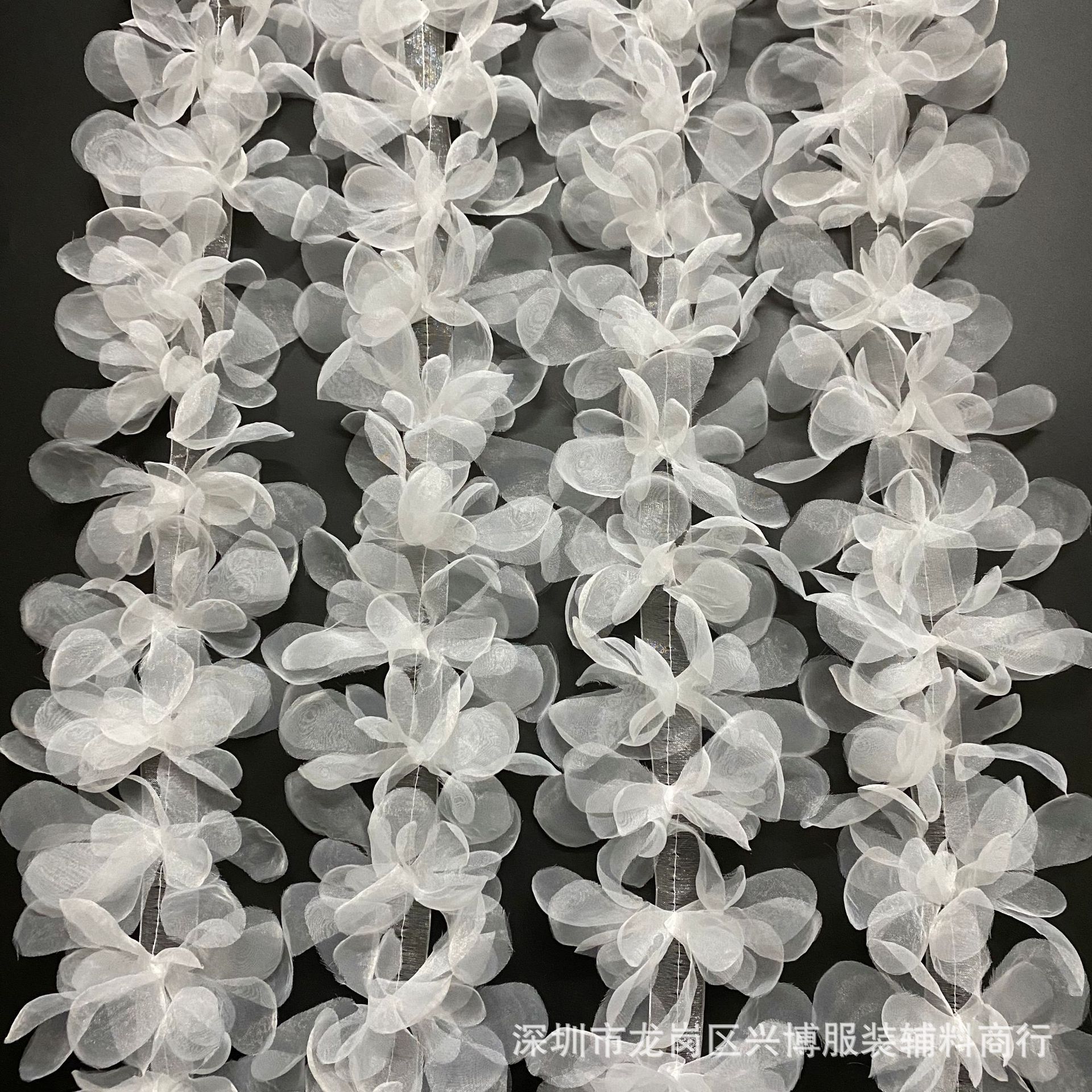 白色马卡龙渐变仙气雪纱立体花朵头饰品辅料花边DIY婚纱服装配饰